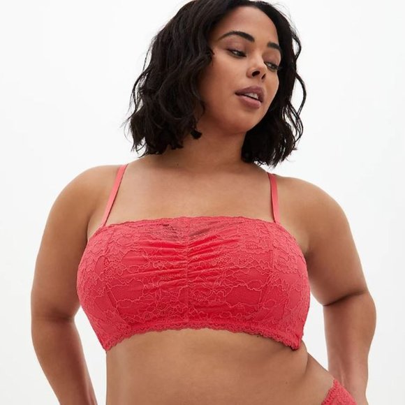 Torrid Size 2X (18-20) Bright Berry Lace Lightly Padded Bandeau - Picture 1 of 6